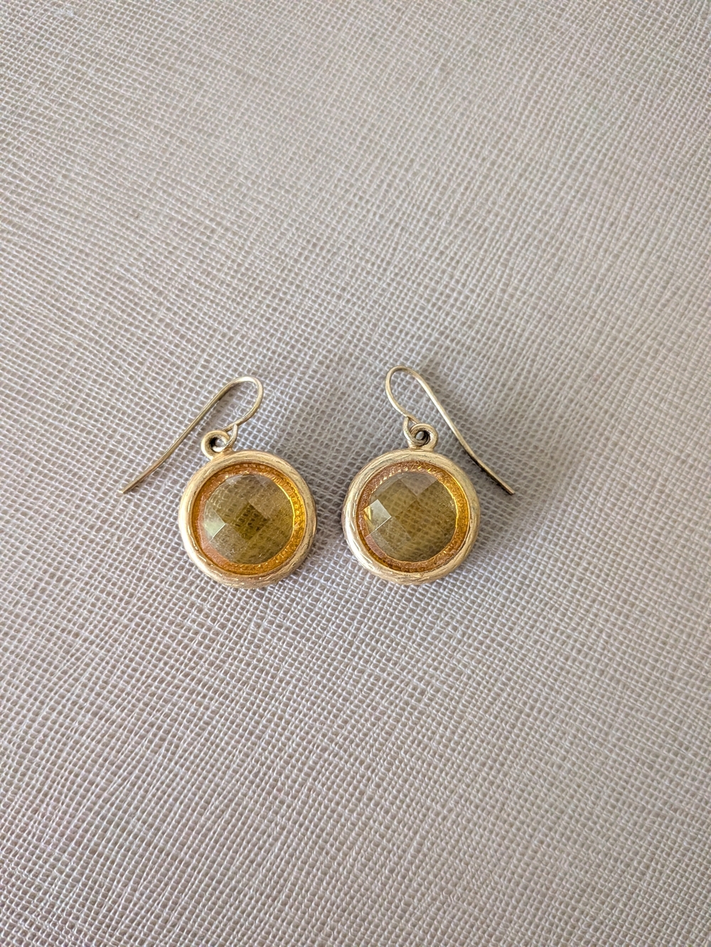 Gold-Tone Yellow Faceted Drop Earrings - Unbranded